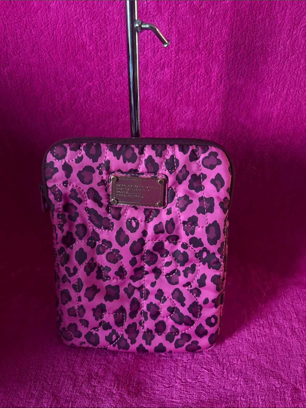 Marc Jacob Hot Pink and Black Leopard Quilted I  pad case Pouch